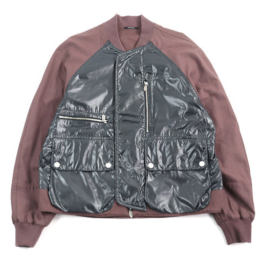 HERMES Jacket 21-5514 Main: 100% cotton, part: 100% nylon, part: 81% cotton, part: 16% nylon, part: 3% polyurethane Purple Khaki Gray mens 54 Used Authentic