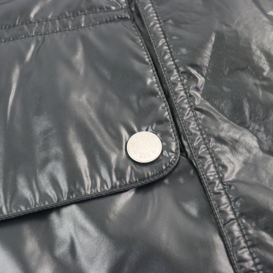 HERMES Jacket 21-5514 Main: 100% cotton, part: 100% nylon, part: 81% cotton, part: 16% nylon, part: 3% polyurethane Purple Khaki Gray mens 54 Used Authentic