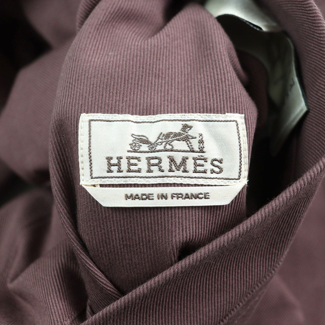 HERMES Jacket 21-5514 Main: 100% cotton, part: 100% nylon, part: 81% cotton, part: 16% nylon, part: 3% polyurethane Purple Khaki Gray mens 54 Used Authentic