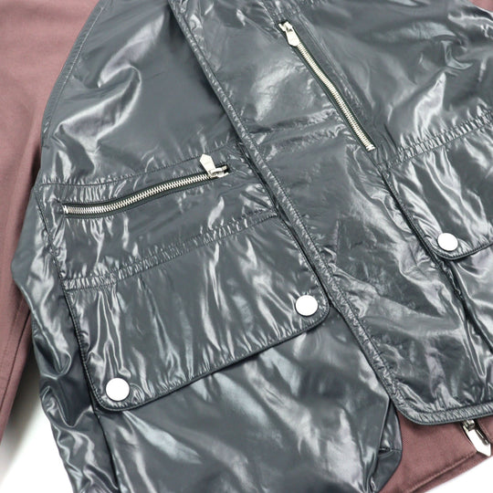 HERMES Jacket 21-5514 Main: 100% cotton, part: 100% nylon, part: 81% cotton, part: 16% nylon, part: 3% polyurethane Purple Khaki Gray mens 54 Used Authentic