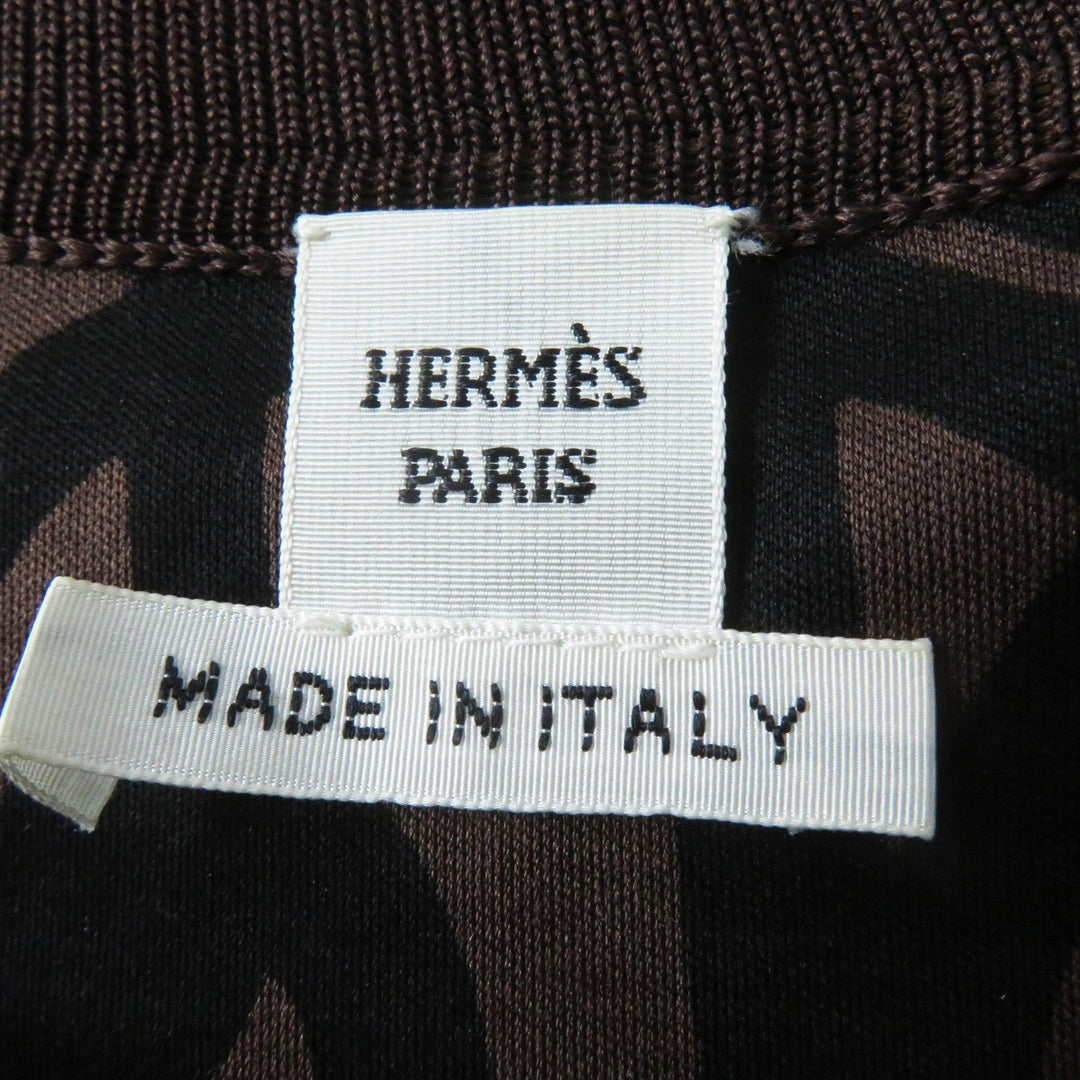 HERMES tops 2E0601DX Main: 100% silk, part: 77% silk, part: 17% nylon, part: 6% polyurethane Brown black Women 36 Used Authentic