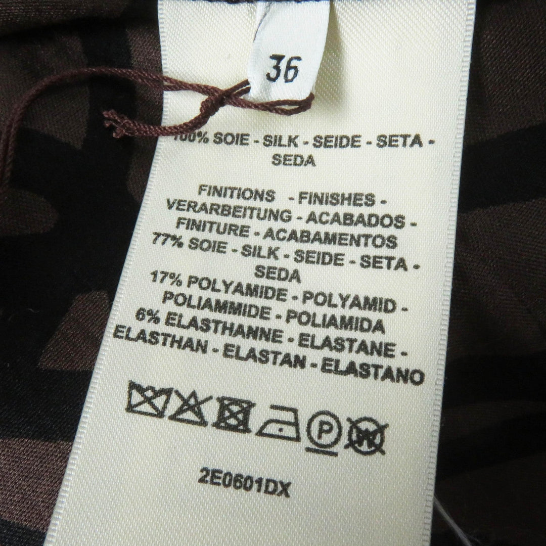 HERMES tops 2E0601DX Main: 100% silk, part: 77% silk, part: 17% nylon, part: 6% polyurethane Brown black Women 36 Used Authentic