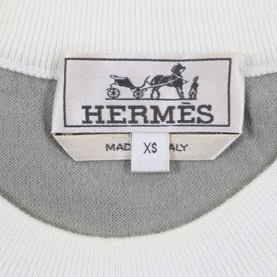 HERMES Short sleeve knit Main: 85% cotton, Main: 15% cashmere Ivory gray mens XS Used Authentic
