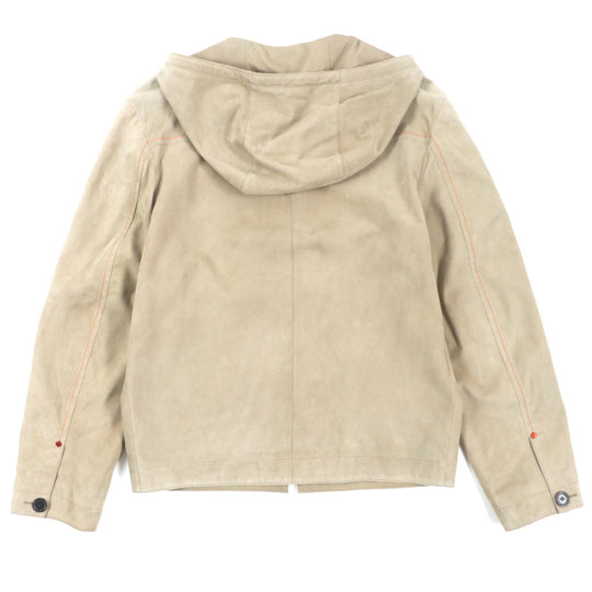 HERMES Jacket Main: Reindeer leather, Sleeve lining: 100% Cupra, Part: 100% Cotton Beige orange mens 44 Used Authentic