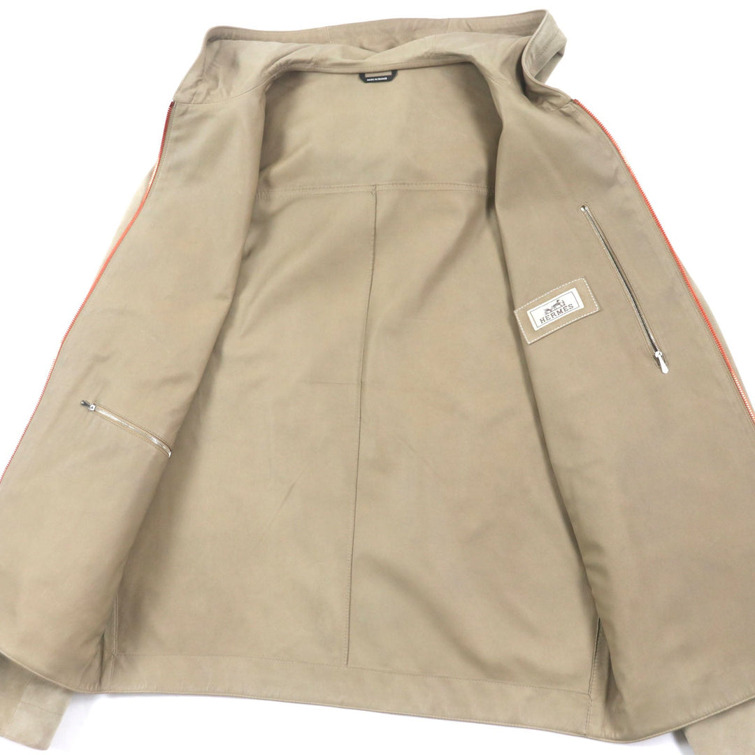 HERMES Jacket Main: Reindeer leather, Sleeve lining: 100% Cupra, Part: 100% Cotton Beige orange mens 44 Used Authentic