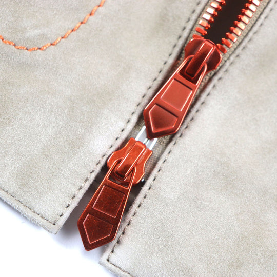 HERMES Jacket Main: Reindeer leather, Sleeve lining: 100% Cupra, Part: 100% Cotton Beige orange mens 44 Used Authentic