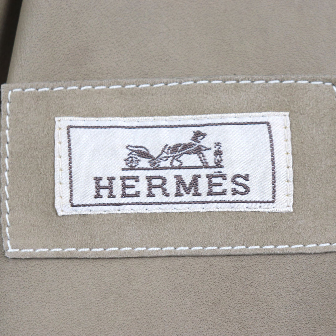 HERMES Jacket Main: Reindeer leather, Sleeve lining: 100% Cupra, Part: 100% Cotton Beige orange mens 44 Used Authentic