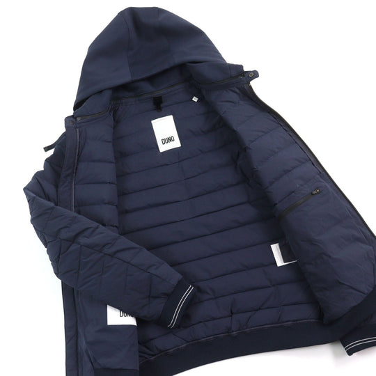 DUNO Down jacket Outer: 86% nylon, Outer: 14% polyurethane, Outer: 82% nylon, Outer: 18% polyurethane, Lining: 90% nylon Navy type mens 44 Used Authentic