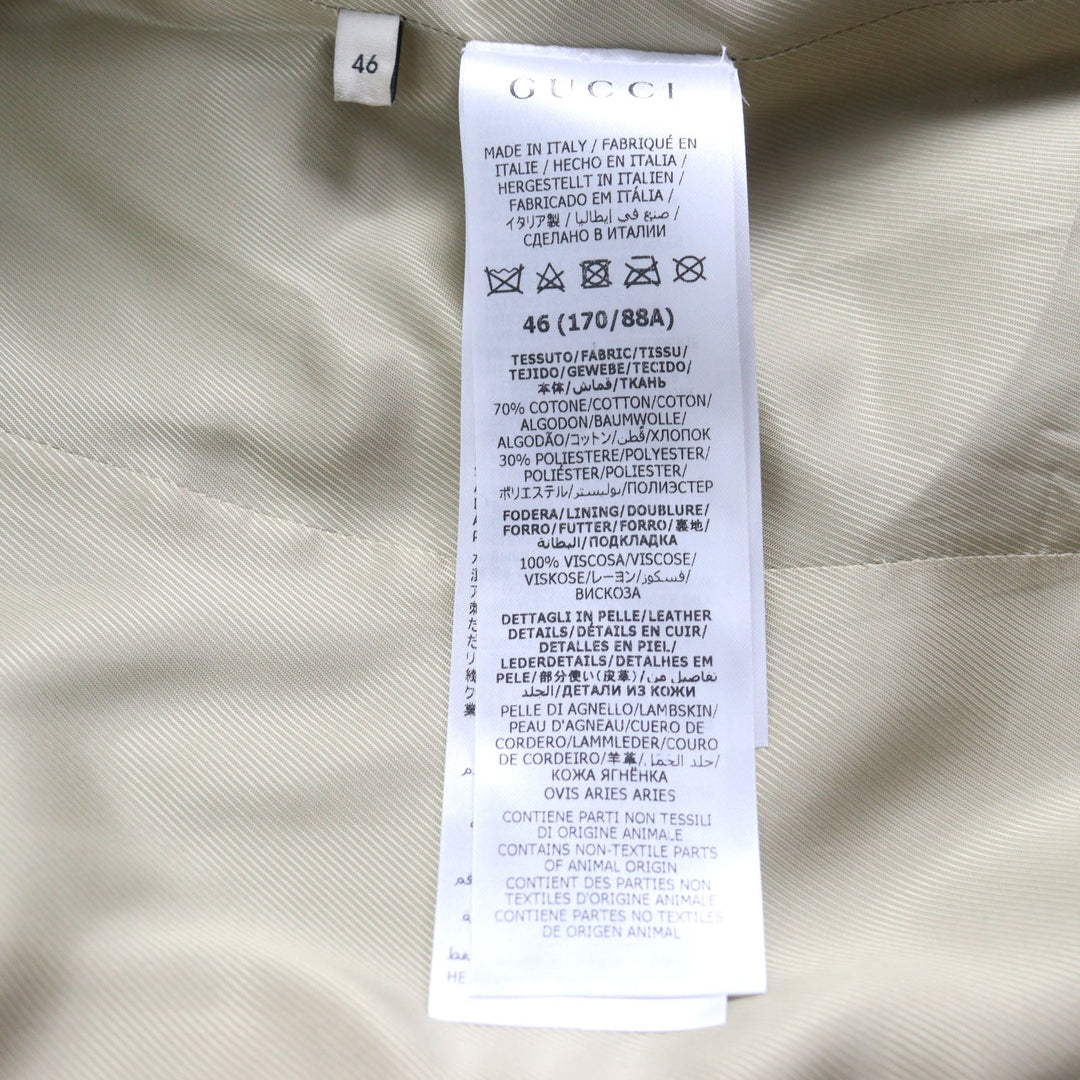 GUCCI coat 676015 Main: 70% cotton, Main: 30% polyester, Lining: 100% rayon, Leather part: sheepskin Beige type The Hacker Project Jumbo GG Coat The Hacker Project Jumbo GG Coat mens 46 Used Authentic