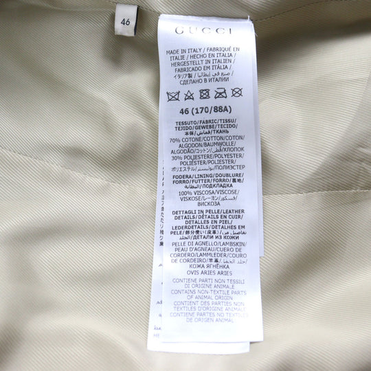 GUCCI coat 676015 Main: 70% cotton, Main: 30% polyester, Lining: 100% rayon, Leather part: sheepskin Beige type The Hacker Project Jumbo GG Coat The Hacker Project Jumbo GG Coat mens 46 Used Authentic