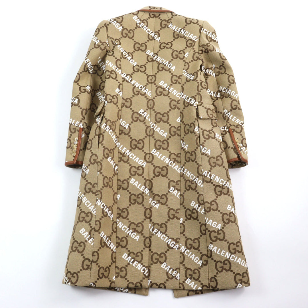 GUCCI coat 676015 Main: 70% cotton, Main: 30% polyester, Lining: 100% rayon, Leather part: sheepskin Beige type The Hacker Project Jumbo GG Coat The Hacker Project Jumbo GG Coat mens 46 Used Authentic