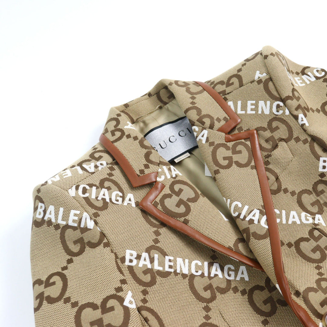GUCCI coat 676015 Main: 70% cotton, Main: 30% polyester, Lining: 100% rayon, Leather part: sheepskin Beige type The Hacker Project Jumbo GG Coat The Hacker Project Jumbo GG Coat mens 46 Used Authentic