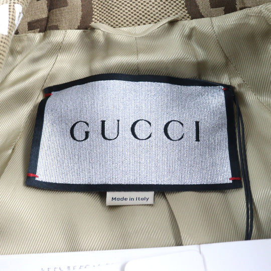 GUCCI coat 676015 Main: 70% cotton, Main: 30% polyester, Lining: 100% rayon, Leather part: sheepskin Beige type The Hacker Project Jumbo GG Coat The Hacker Project Jumbo GG Coat mens 46 Used Authentic