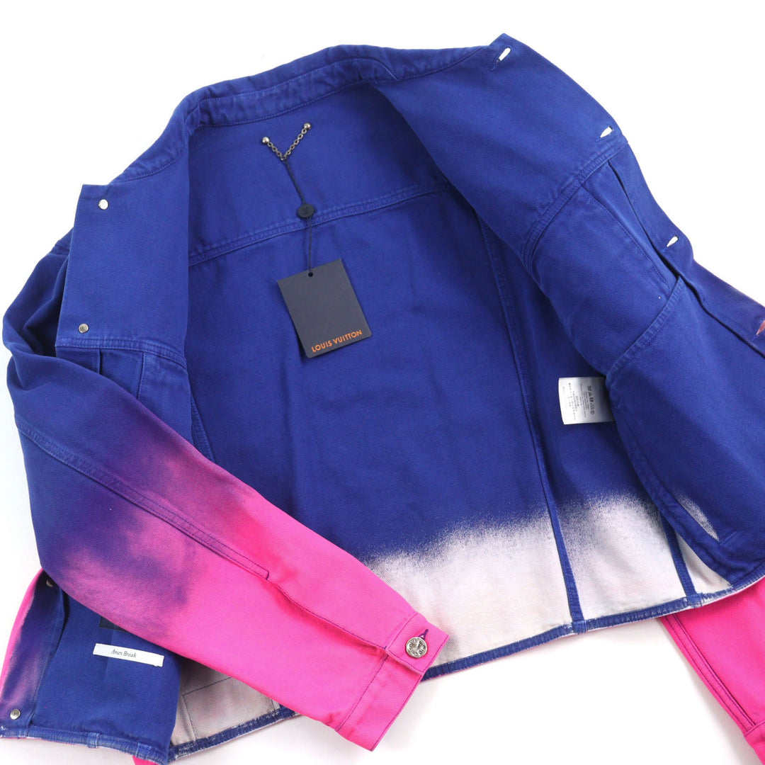LOUIS VUITTON Denim Jacket HMA83W Main: 100% cotton, Leather part: Cowhide Blue pink Amen Break Cropped Gradient Denim Jacket mens 48 Used Authentic