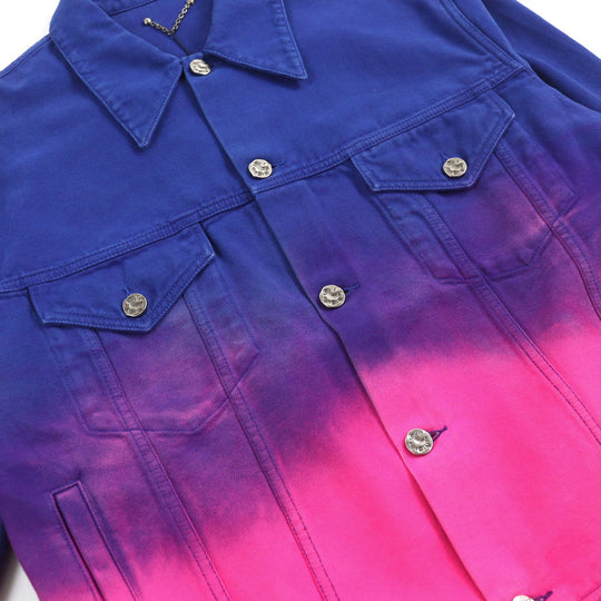 LOUIS VUITTON Denim Jacket HMA83W Main: 100% cotton, Leather part: Cowhide Blue pink Amen Break Cropped Gradient Denim Jacket mens 48 Used Authentic