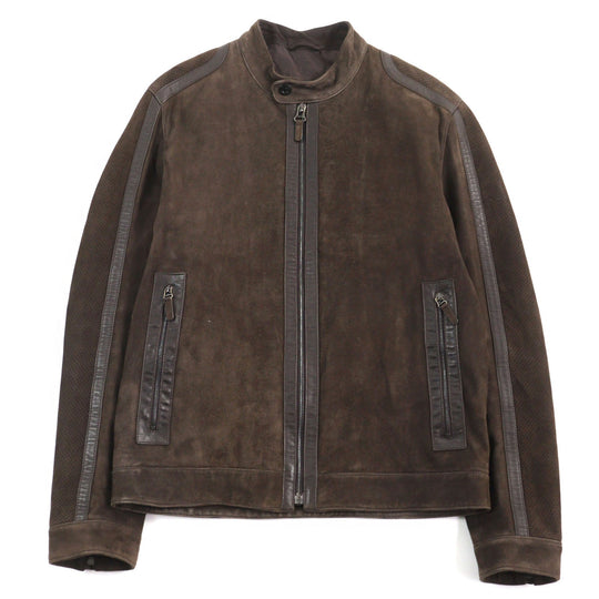 Dunhill leather jacket Main: Goatskin, Lining: 64% cotton, Lining: 36% cupra Brown mens XS Used Authentic