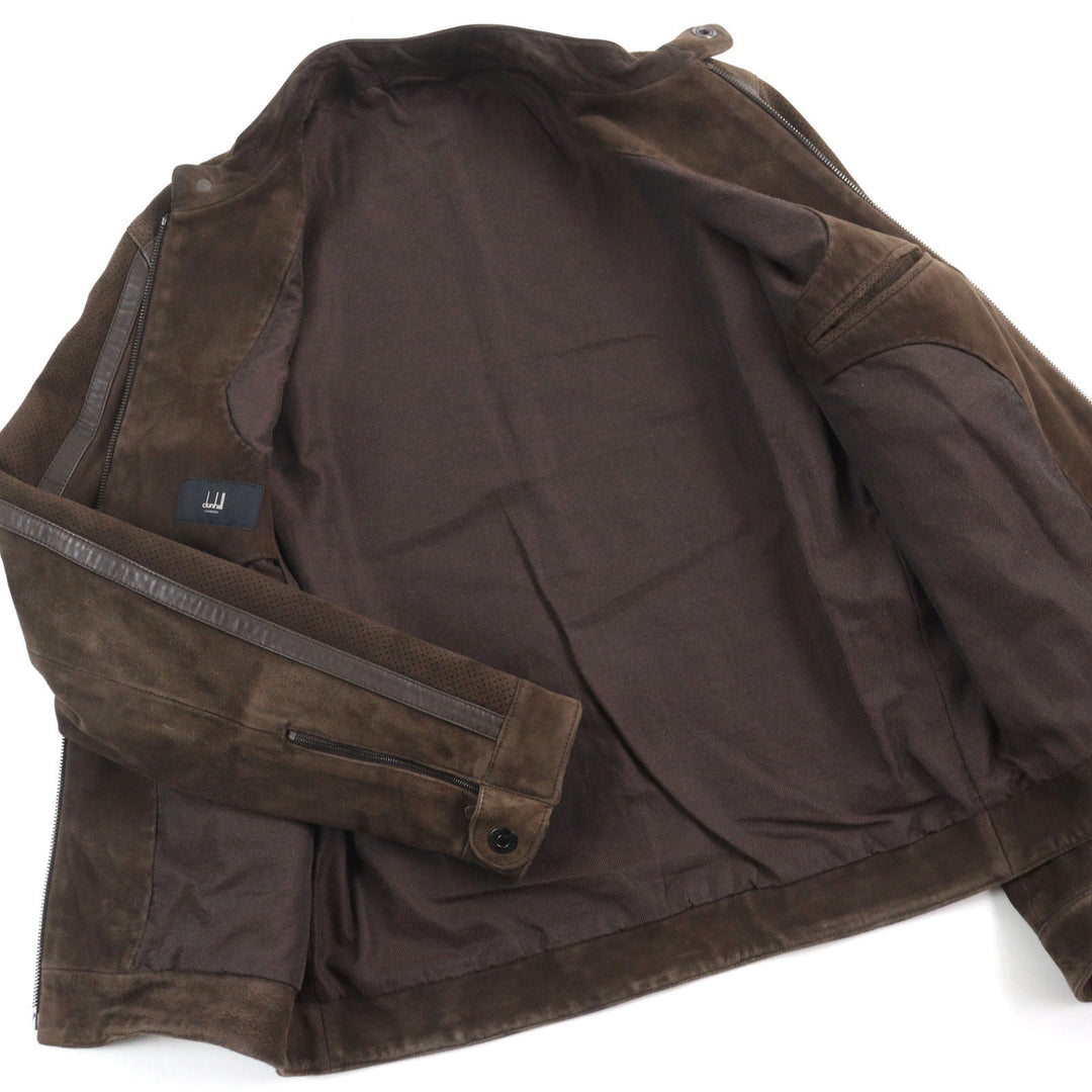 Dunhill leather jacket Main: Goatskin, Lining: 64% cotton, Lining: 36% cupra Brown mens XS Used Authentic