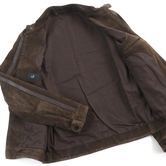 Dunhill leather jacket Main: Goatskin, Lining: 64% cotton, Lining: 36% cupra Brown mens XS Used Authentic