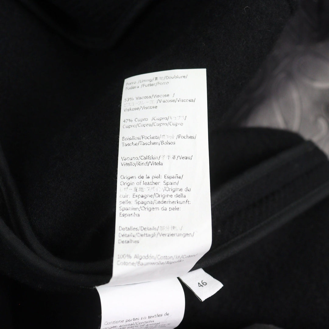LOEWE Chester coat H800Y01X08 Outer: 90% wool, Outer: 10% polyamide (nylon), Lining: 53% viscose (rayon), Lining: 47% cupra, Part: calf leather black mens 46 Used Authentic