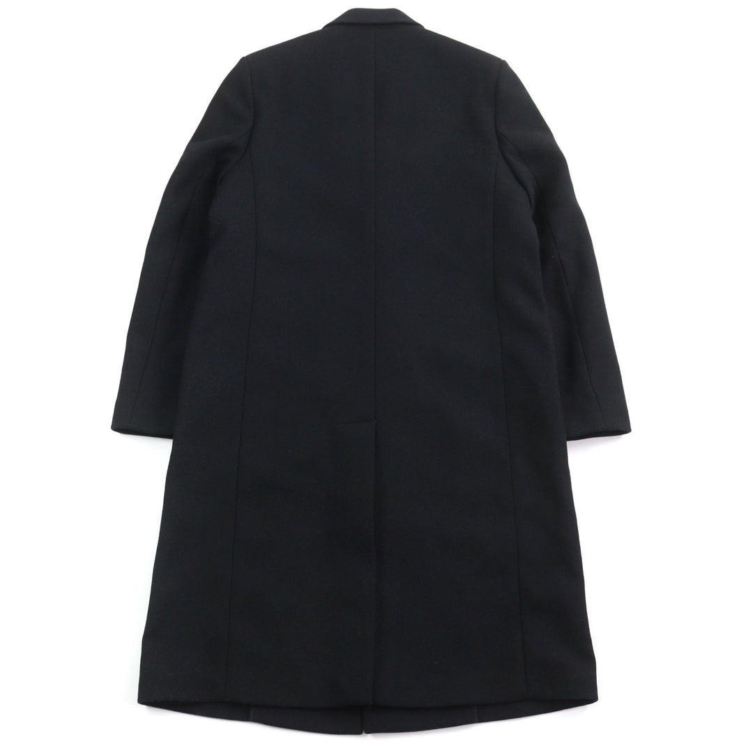 LOEWE Chester coat H800Y01X08 Outer: 90% wool, Outer: 10% polyamide (nylon), Lining: 53% viscose (rayon), Lining: 47% cupra, Part: calf leather black mens 46 Used Authentic