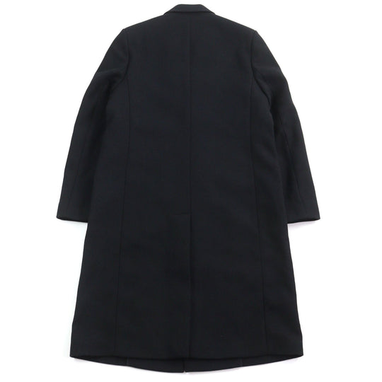 LOEWE Chester coat H800Y01X08 Outer: 90% wool, Outer: 10% polyamide (nylon), Lining: 53% viscose (rayon), Lining: 47% cupra, Part: calf leather black mens 46 Used Authentic