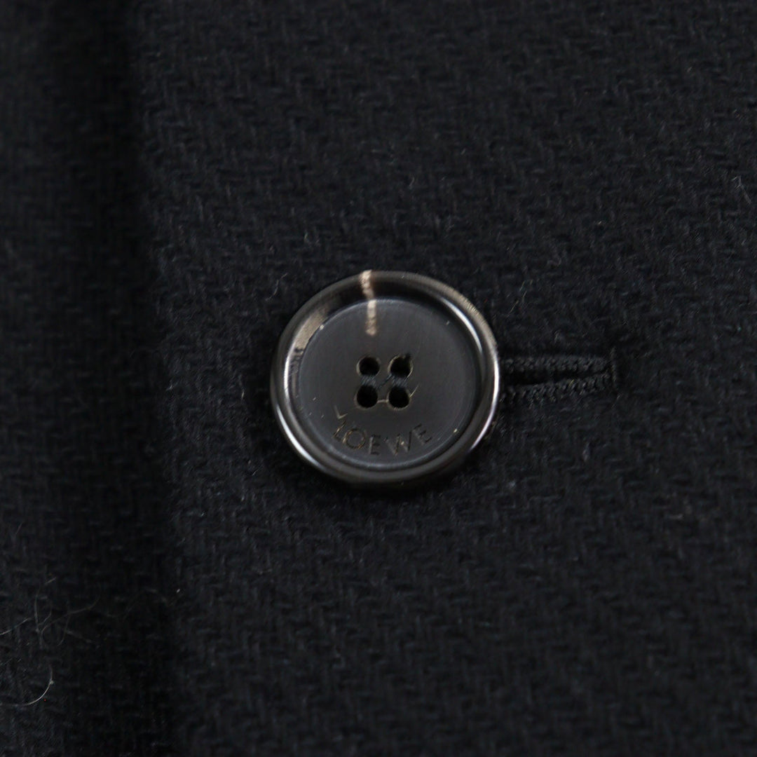 LOEWE Chester coat H800Y01X08 Outer: 90% wool, Outer: 10% polyamide (nylon), Lining: 53% viscose (rayon), Lining: 47% cupra, Part: calf leather black mens 46 Used Authentic