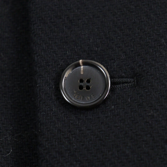 LOEWE Chester coat H800Y01X08 Outer: 90% wool, Outer: 10% polyamide (nylon), Lining: 53% viscose (rayon), Lining: 47% cupra, Part: calf leather black mens 46 Used Authentic
