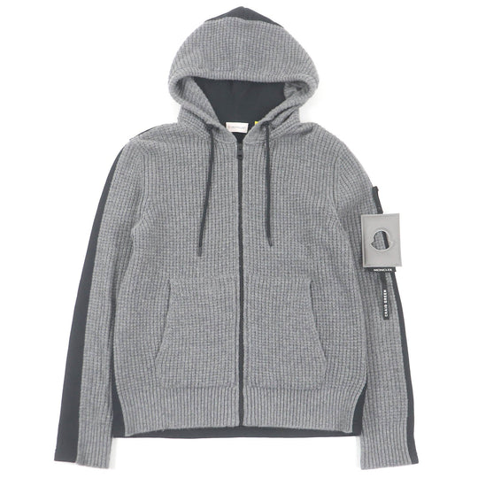 MONCLER GENIUS 5 Hoodie Main: 100% wool, Main: 100% cotton Gray black MAGLIONE TRICOT CARDIGAN mens M Used Authentic