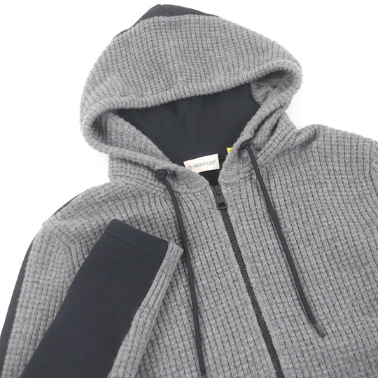 MONCLER GENIUS 5 Hoodie Main: 100% wool, Main: 100% cotton Gray black MAGLIONE TRICOT CARDIGAN mens M Used Authentic