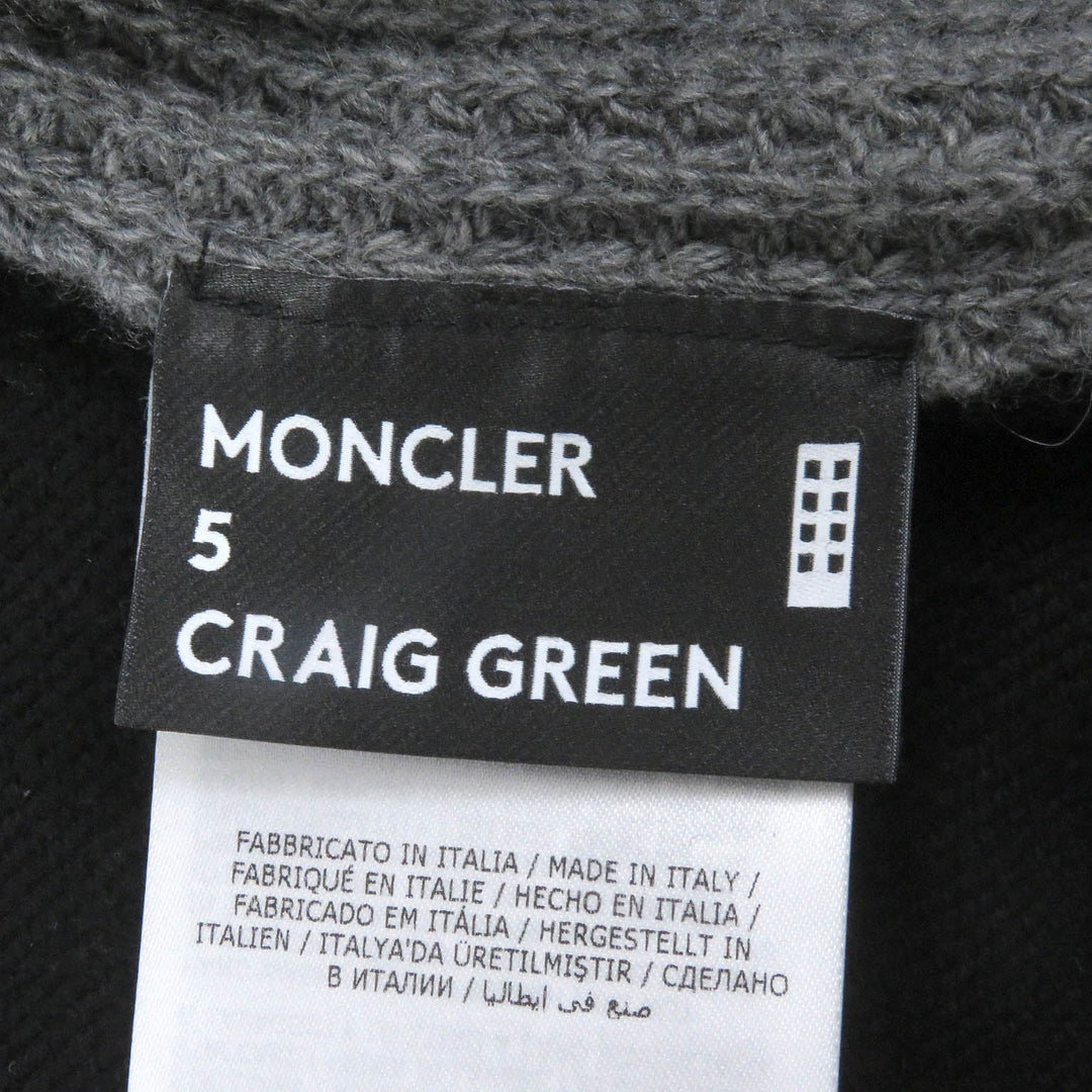 MONCLER GENIUS 5 Hoodie Main: 100% wool, Main: 100% cotton Gray black MAGLIONE TRICOT CARDIGAN mens M Used Authentic