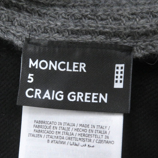 MONCLER GENIUS 5 Hoodie Main: 100% wool, Main: 100% cotton Gray black MAGLIONE TRICOT CARDIGAN mens M Used Authentic