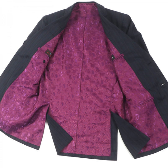 ETRO setup Outer: 100% wool, Lining: 100% silk, Sleeve lining: 60% acetate, Sleeve lining: 40% rayon Black navy mens 48 Used Authentic