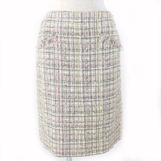 CHANEL Tweed skirt 05P P25517 Outer material: 34% viscose, Outer material: 25% polyamide (nylon), Outer material: 10% acetate, Outer material: 10% acrylic, Outer material: 8% polyester Beige multicolor Women 36 Used Authentic