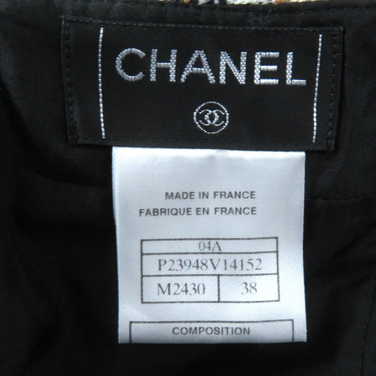 CHANEL Tweed skirt 04A P23948 Outer: 73% cotton, Outer: 18% polyester, Outer: 9% polyamide, Lining: 100% silk Black Beige type Women 38 Used Authentic