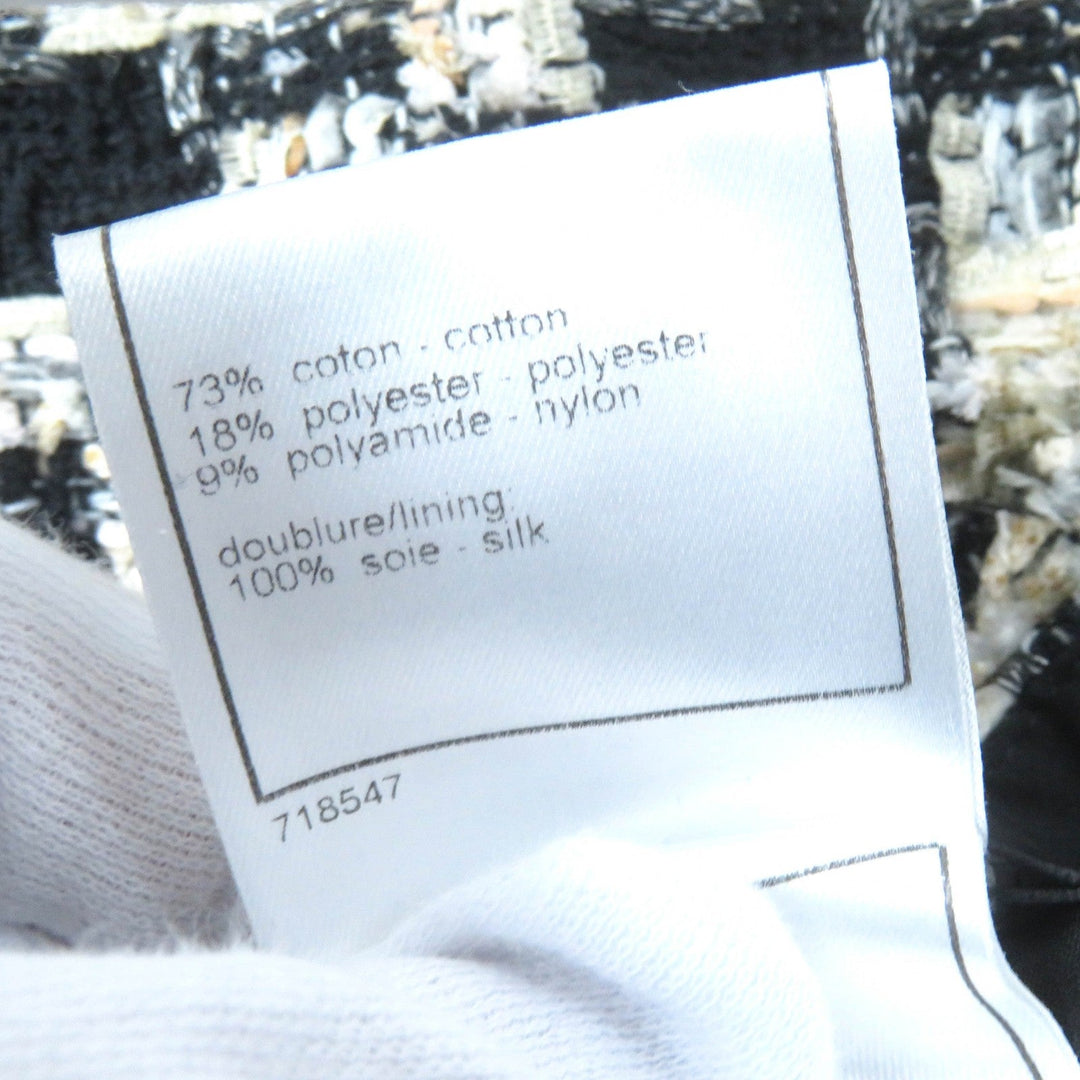 CHANEL Tweed skirt 04A P23948 Outer: 73% cotton, Outer: 18% polyester, Outer: 9% polyamide, Lining: 100% silk Black Beige type Women 38 Used Authentic