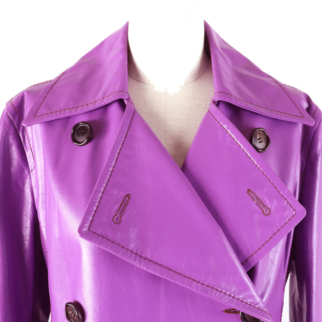 MARNI Leather coat Outer: 100% cowhide, Lining: 100% rayon purple Women 42 Used Authentic
