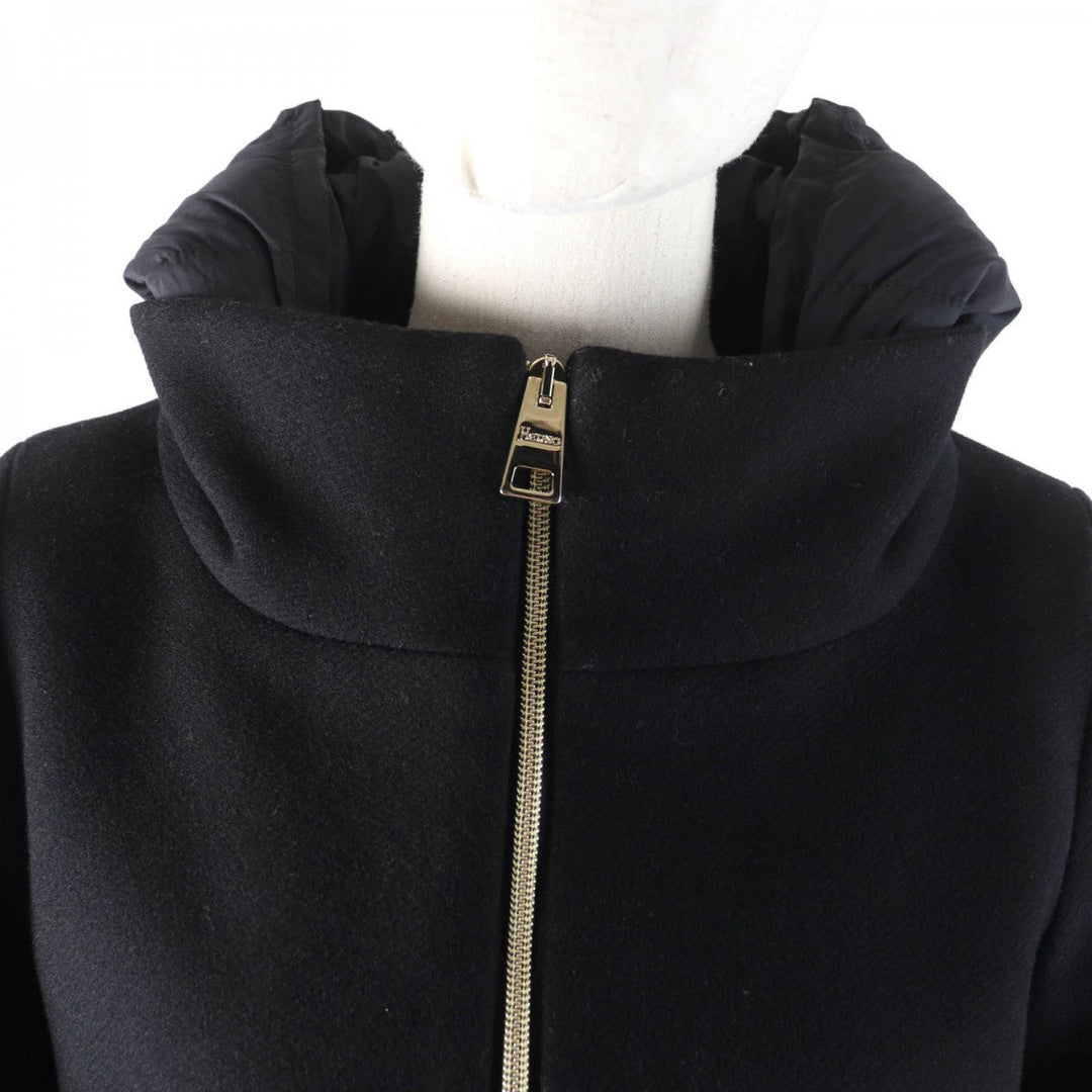 Herno Down jacket  PI0848D Outer: 80% wool, Outer: 20% nylon, Part: 100% nylon, Part: polyurethane, Part: 100% nylon black DIAGONAL WOOL AND NUAGE PARKA Women 42 Used Authentic