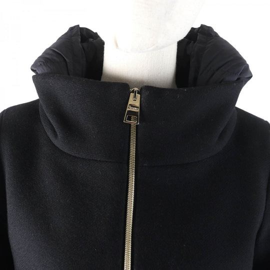 Herno Down jacket  PI0848D Outer: 80% wool, Outer: 20% nylon, Part: 100% nylon, Part: polyurethane, Part: 100% nylon black DIAGONAL WOOL AND NUAGE PARKA Women 42 Used Authentic