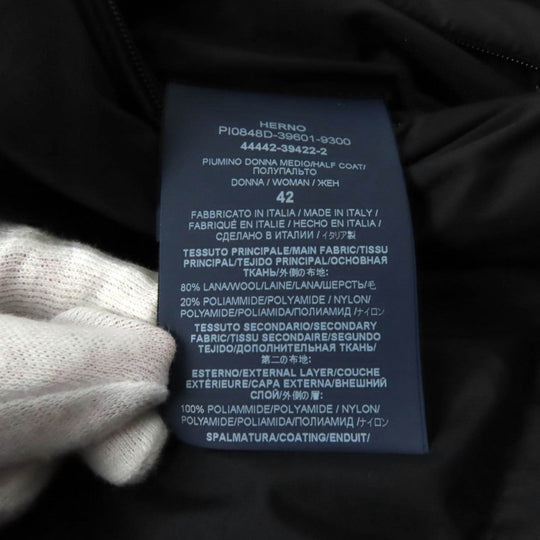 Herno Down jacket  PI0848D Outer: 80% wool, Outer: 20% nylon, Part: 100% nylon, Part: polyurethane, Part: 100% nylon black DIAGONAL WOOL AND NUAGE PARKA Women 42 Used Authentic