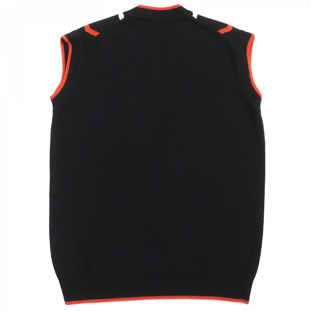 PLAN C Best GLCME01G00FW009 Main: 70% wool, Main: 30% cashmere Black Orange Blue White Rhombus Intarsia mens 38 Used Authentic