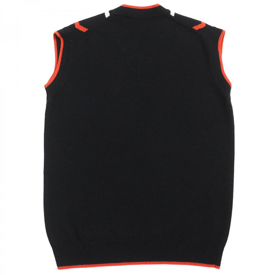 PLAN C Best GLCME01G00FW009 Main: 70% wool, Main: 30% cashmere Black Orange Blue White Rhombus Intarsia mens 38 Used Authentic