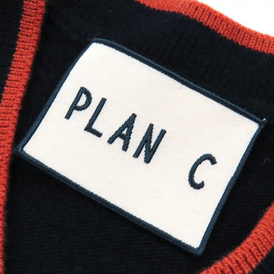 PLAN C Best GLCME01G00FW009 Main: 70% wool, Main: 30% cashmere Black Orange Blue White Rhombus Intarsia mens 38 Used Authentic