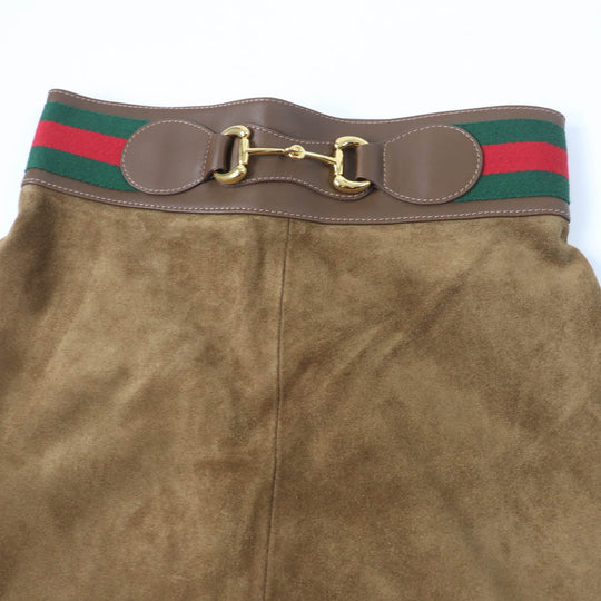 GUCCI flare skirt 626888 Main: Cowhide, Lining: Rayon 68%, Lining: Silk 32%, Part: Acrylic 46%, Part: Wool 46% Brown Women 36 Used Authentic