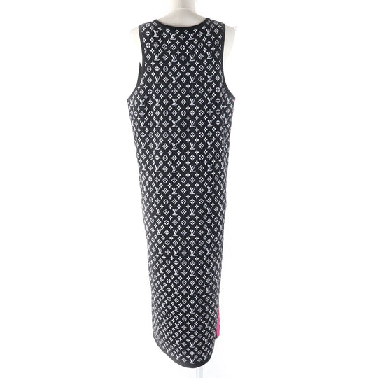 LOUIS VUITTON one piece Main: 63% silk, 34% nylon, 3% polyurethane Black White Fuchsia accent sporty knit dress Women XXL Used Authentic
