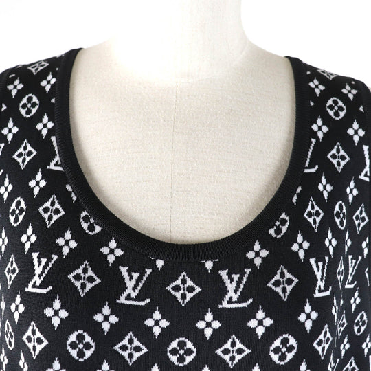 LOUIS VUITTON one piece Main: 63% silk, 34% nylon, 3% polyurethane Black White Fuchsia accent sporty knit dress Women XXL Used Authentic