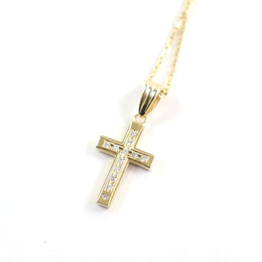 Sympathy of Soul Necklace Main: K18, Part: Diamond gold Small Gravity Cross mens Used Authentic