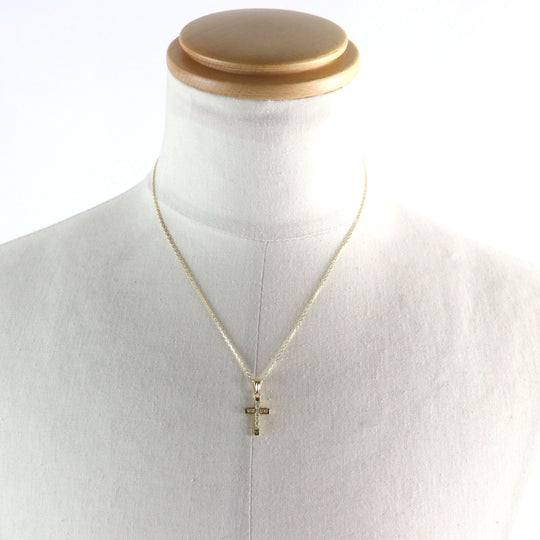 Sympathy of Soul Necklace Main: K18, Part: Diamond gold Small Gravity Cross mens Used Authentic
