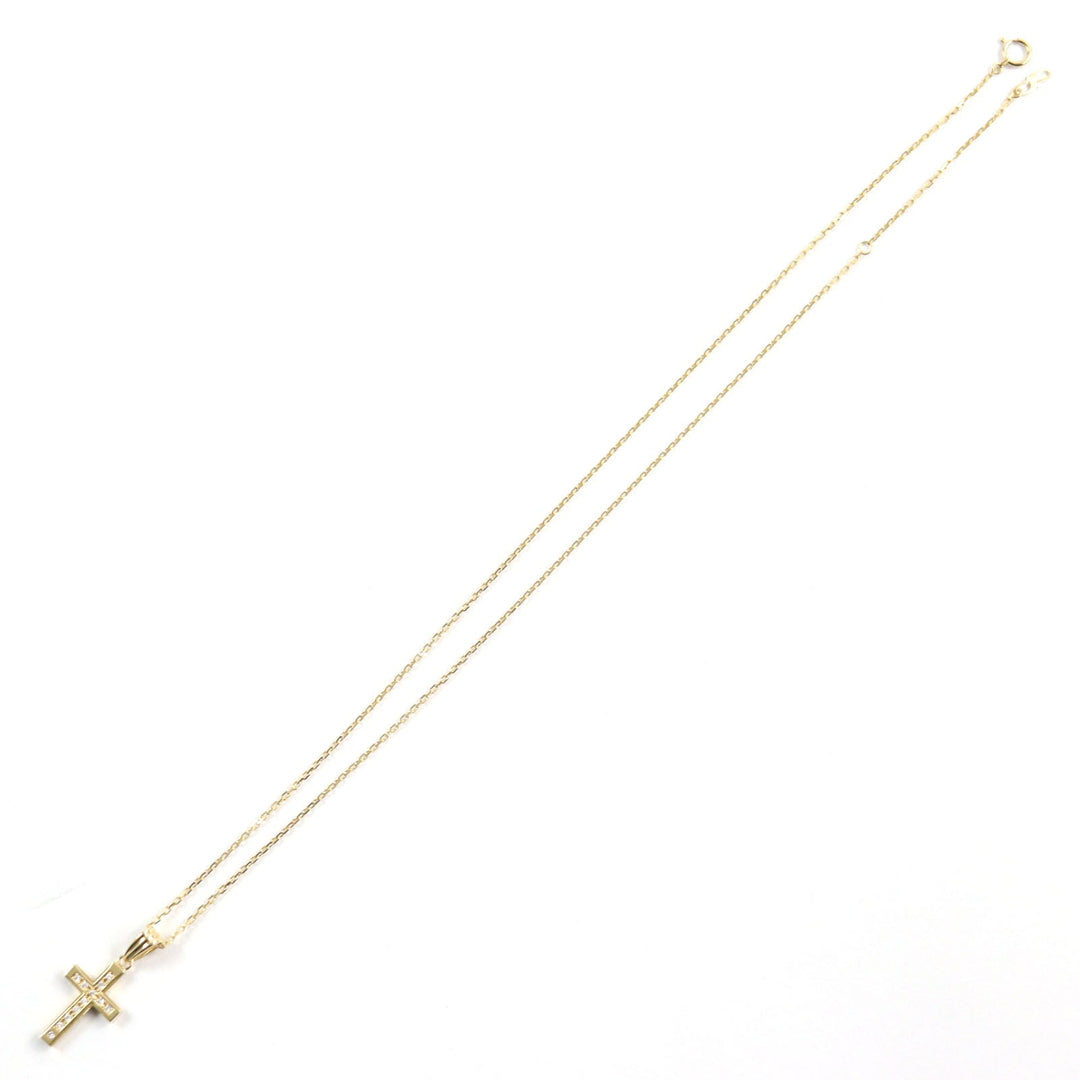 Sympathy of Soul Necklace Main: K18, Part: Diamond gold Small Gravity Cross mens Used Authentic