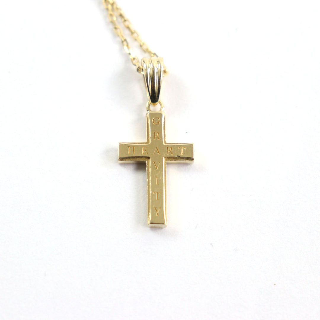 Sympathy of Soul Necklace Main: K18, Part: Diamond gold Small Gravity Cross mens Used Authentic
