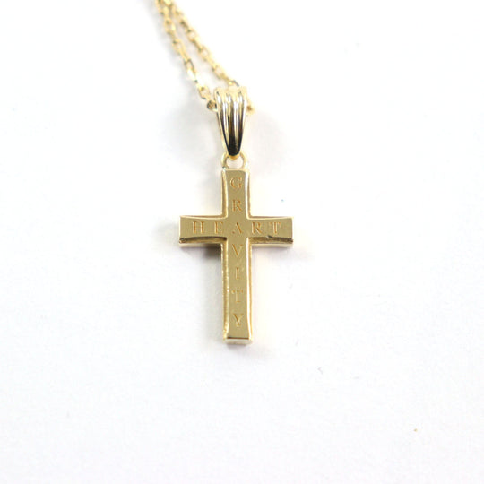 Sympathy of Soul Necklace Main: K18, Part: Diamond gold Small Gravity Cross mens Used Authentic
